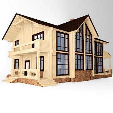 Rustic Wooden Home 3D model image 1 