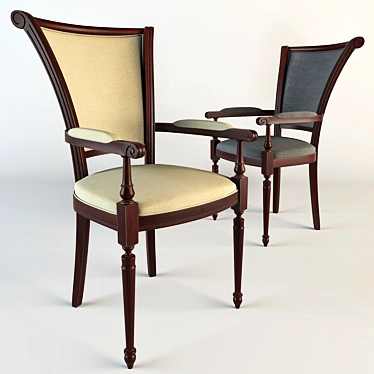 Elegant Red Wood Classic Chair 3D model image 1 