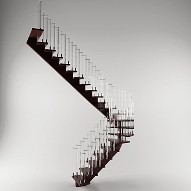 Glass Railing Staircase 3D model image 1 