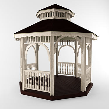 Wooden Gazebo Set (2 pcs) 3D model image 1 