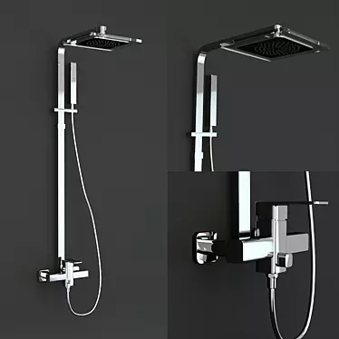 Sleek Slate Shower Set 3D model image 1 