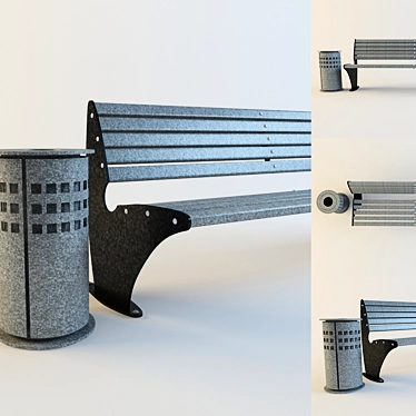 Title: Versatile Bench with Urn 3D model image 1 