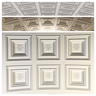 Elegant Arched Coffered Ceiling 3D model image 1 