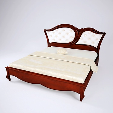 Elegant Cherry Wood Bed 3D model image 1 