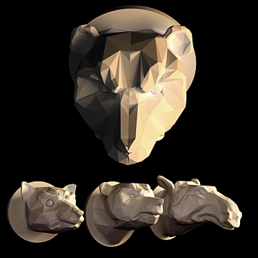 Title: Wild Animal Gypsum Heads 3D model image 1 