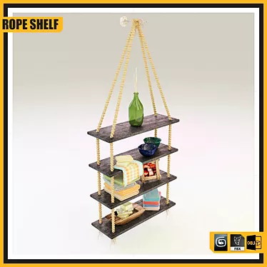 Rustic Rope Shelf: Organize Décor & Essentials 3D model image 1 