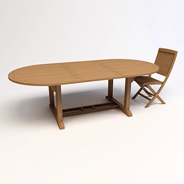 Elite Rattan Table & Chair Set 3D model image 1 