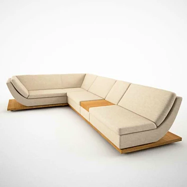 Wooden Base Sofa 3D model image 1 