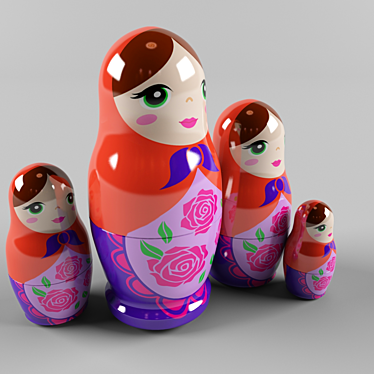 Russian Babushka Doll Set 3D model image 1 