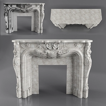 Elegant Marble Fireplace: Height 180cm, Width 240cm, Depth 75cm 3D model image 1 