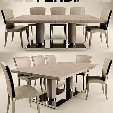 Luxury FENDI CASA Bernini & ELISA: Table & Chair Set 3D model image 1 