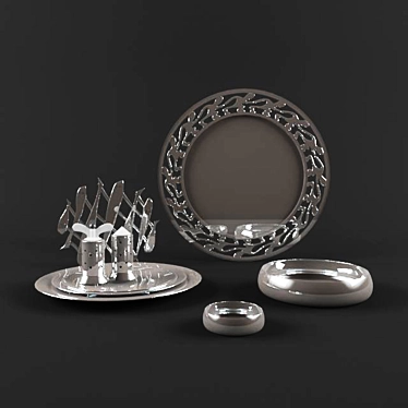 Elegant Essentials Tableware Set 3D model image 1 