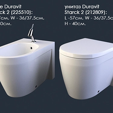 Duravit Starck 2 Toilet Bidet Combo 3D model image 1 