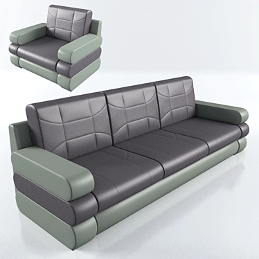 Cozy Living Set: Sofa & Armchair 3D model image 1 