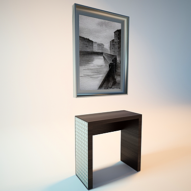 Chic Checker Console with Frame 3D model image 1 