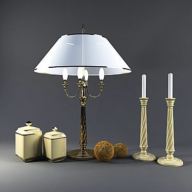Elegant Illumination: Lamp & Candle Combo 3D model image 1 