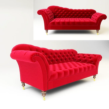 Classic Red Sofa 3D model image 1 