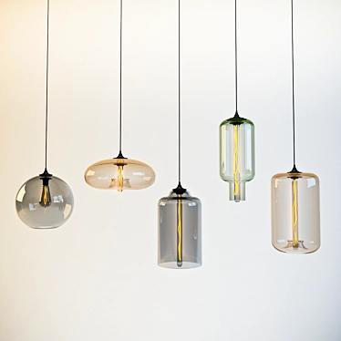 Sleek Contemporary Pendant Lights 3D model image 1 