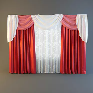 Pink Curtain - Classic Provincial Design 3D model image 1 