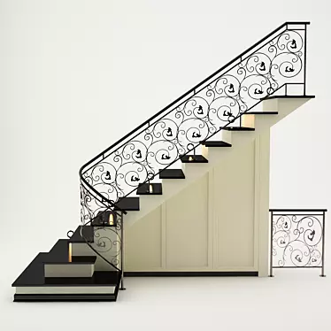 Stylish Staircase with Built-in Cabinet 3D model image 1 