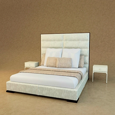 Elegant Mikado Bed & Charlie Nightstand 3D model image 1 