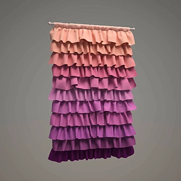 Frilly Tiered Curtain 3D model image 1 