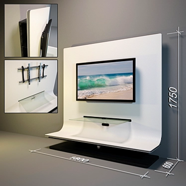 Modern TV Stand with Built-in TV Mount 3D model image 1 