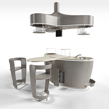 Futuristic Hi-Tech Kitchen Set 3D model image 1 