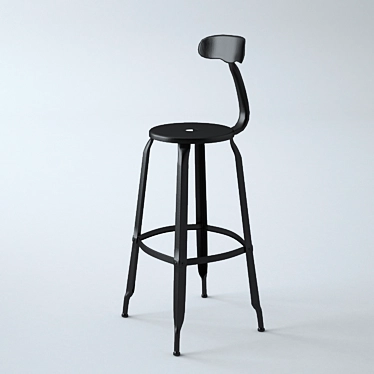 French T Back Barstool Matte Black 3D model image 1 