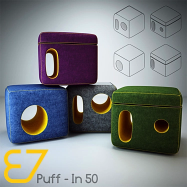 87 Felt Pouf-In Set 3D model image 1 