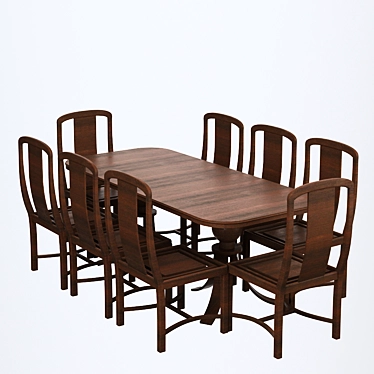 Elegant Dining Set with Chairs 3D model image 1 