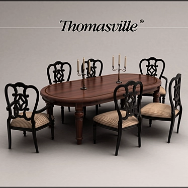 Thomasville Fredericksburg Table and Chair 3D model image 1 