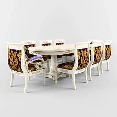 Elegant Versace Table & Chairs 3D model image 1 