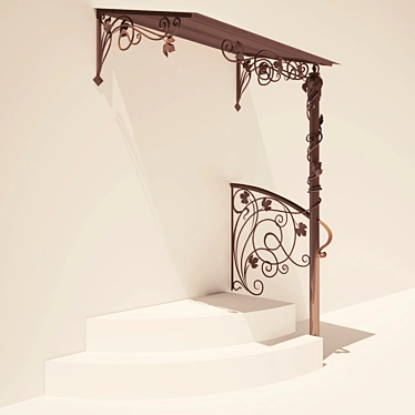 Custom-Made Canopy & Wrought Railing 3D model image 1 