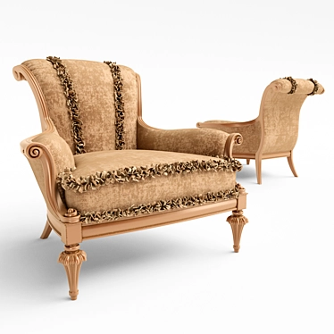 Elegant Carved Wood Armchair 3D model image 1 