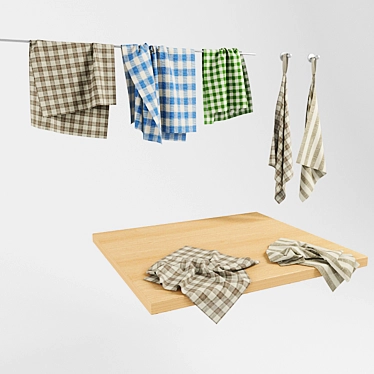 Essential Kitchen Towels & Napkins 3D model image 1 