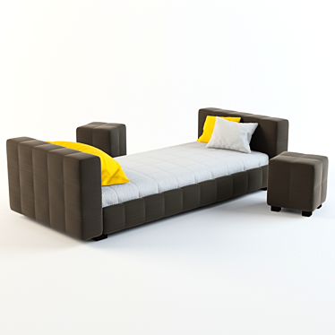 Bonaldo Bed and Poof Combo 3D model image 1 