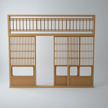 Elegant Japanese Shoji Door 3D model image 1 