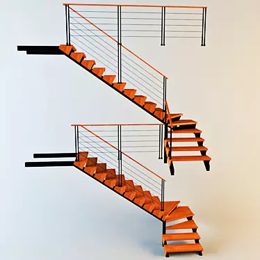 Industrial Loft Staircase 3D model image 1 