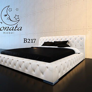 Luxury Leather Low-Profile Bed 3D model image 1 
