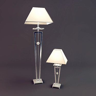 Modern Chrome Floor Lamp Set 3D model image 1 