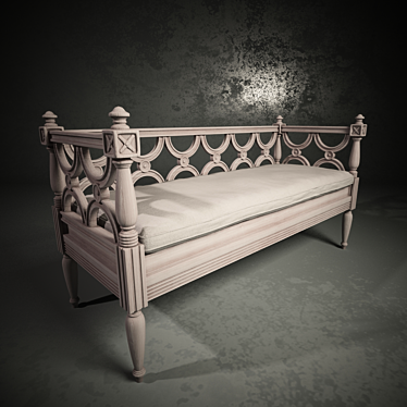 Vintage Parisian Market Bench 3D model image 1 