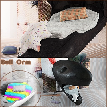 Artistic Bull Rest Bed 3D model image 1 