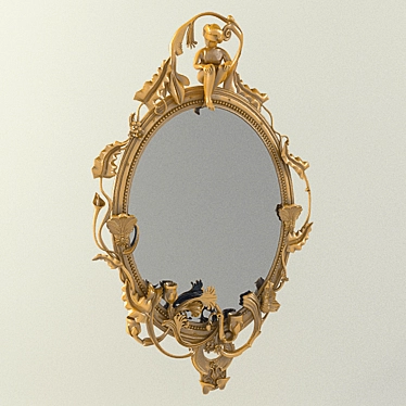 Antique Italian Rococo Girandole Mirror 3D model image 1 