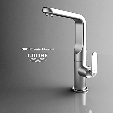 Sleek Titanium Bathroom Faucet 3D model image 1 