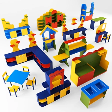 Playful Kids Furniture Set 3D model image 1 