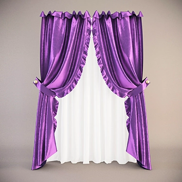 Silk Tie-Up Curtains 3D model image 1 
