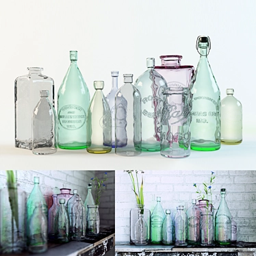 Rustic Loft Decor: Vintage Bottles 3D model image 1 