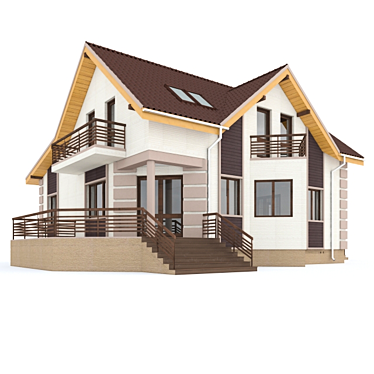 Stylish Stone Home 3D model image 1 