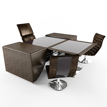 Italian Office Set: Table & Chairs 3D model image 1 